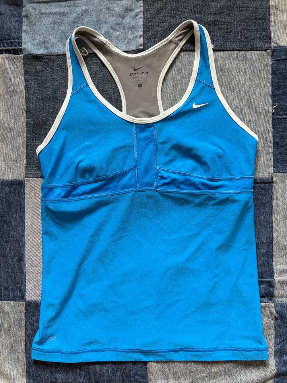 2000s blue Nike workout tank top sporty mesh racerback athletic size L